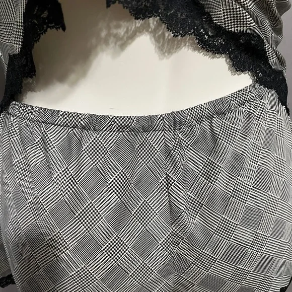 SOLD❌❌❌Lauren Ralph Lauren Houndstooth Satin 2 Pc Short Pajama Set Sz-Large - Picture 8 of 11